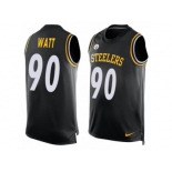 Men's Nike Pittsburgh Steelers #90 T. J. Watt Limited Black Player Name & Number Tank Top NFL Jersey