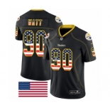 Men's Nike Pittsburgh Steelers #90 T. J. Watt Limited Black Rush USA Flag NFL Jersey