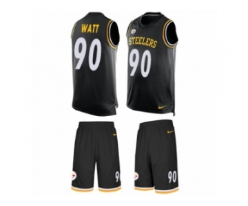 Men's Nike Pittsburgh Steelers #90 T. J. Watt Limited Black Tank Top Suit NFL Jersey