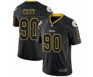 Men's Nike Pittsburgh Steelers #90 T. J. Watt Limited Lights Out Black Rush NFL Jersey