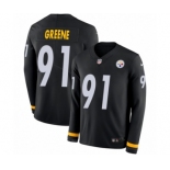 Men's Nike Pittsburgh Steelers #91 Kevin Greene Limited Black Therma Long Sleeve NFL Jersey