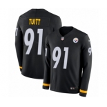 Men's Nike Pittsburgh Steelers #91 Stephon Tuitt Limited Black Therma Long Sleeve NFL Jersey