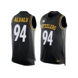 Men's Nike Pittsburgh Steelers #94 Tyson Alualu Limited Black Player Name & Number Tank Top NFL Jersey