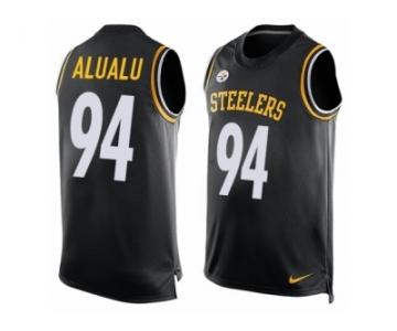 Men's Nike Pittsburgh Steelers #94 Tyson Alualu Limited Black Player Name & Number Tank Top NFL Jersey