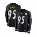 Men's Nike Pittsburgh Steelers #95 Greg Lloyd Limited Black Therma Long Sleeve NFL Jersey