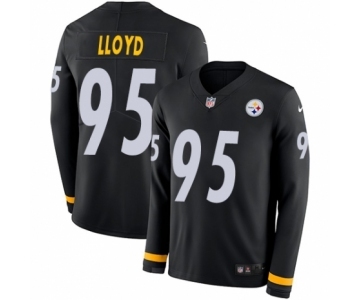 Men's Nike Pittsburgh Steelers #95 Greg Lloyd Limited Black Therma Long Sleeve NFL Jersey