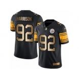 Men's Nike Steelers #92 James Harrison Black Stitched NFL Limited Gold Rush Jersey