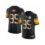 Men's Nike Steelers #95 Greg Lloyd Black Stitched NFL Limited Gold Rush Jersey