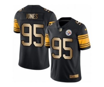 Men's Nike Steelers #95 Greg Lloyd Black Stitched NFL Limited Gold Rush Jersey