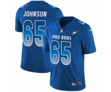 Men's Philadelphia Eagles #65 Lane Johnson Limited Royal Blue NFC 2019 Pro Bowl Football Jersey