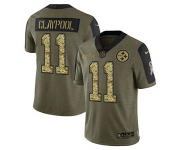 Men's Pittsburgh Steelers #11 Chase Claypool 2021 Olive Camo Salute To Service Limited Stitched Football Jersey