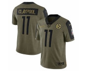 Men's Pittsburgh Steelers #11 Chase Claypool Nike Olive 2021 Salute To Service Limited Player Jersey