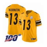 Men's Pittsburgh Steelers #13 James Washington Limited Gold Inverted Legend 100th Season Football Jersey