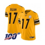 Men's Pittsburgh Steelers #17 Joe Gilliam Limited Gold Inverted Legend 100th Season Football Jersey