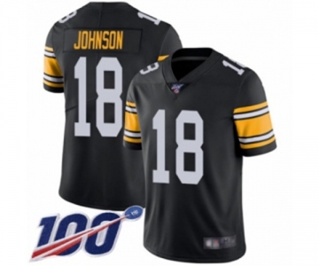 Men's Pittsburgh Steelers #18 Diontae Johnson Black Alternate Vapor Untouchable Limited Player 100th Season Football Jersey