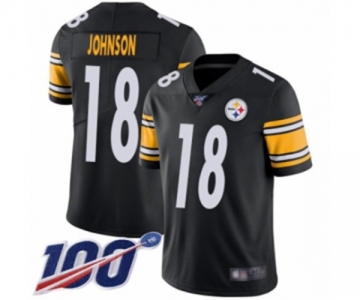 Men's Pittsburgh Steelers #18 Diontae Johnson Black Team Color Vapor Untouchable Limited Player 100th Season Football Jersey