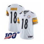 Men's Pittsburgh Steelers #18 Diontae Johnson White Vapor Untouchable Limited Player 100th Season Football Jersey