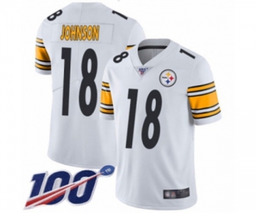 Men's Pittsburgh Steelers #18 Diontae Johnson White Vapor Untouchable Limited Player 100th Season Football Jersey