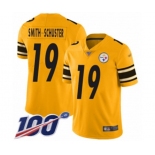 Men's Pittsburgh Steelers #19 JuJu Smith-Schuster Limited Gold Inverted Legend 100th Season Football Jersey