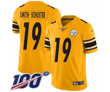 Men's Pittsburgh Steelers #19 JuJu Smith-Schuster Limited Gold Inverted Legend 100th Season Football Jersey