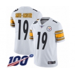 Men's Pittsburgh Steelers #19 JuJu Smith-Schuster White Vapor Untouchable Limited Player 100th Season Football Jersey