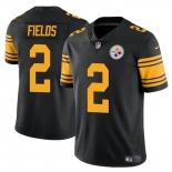 Men's Pittsburgh Steelers #2 Justin Fields Black Color Rush Vapor Limited Football Stitched Jersey