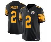 Men's Pittsburgh Steelers #2 Justin Fields Black Color Rush Vapor Limited Football Stitched Jersey