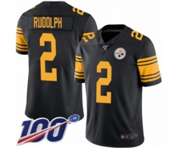 Men's Pittsburgh Steelers #2 Mason Rudolph Limited Black Rush Vapor Untouchable 100th Season Football Jersey