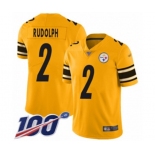 Men's Pittsburgh Steelers #2 Mason Rudolph Limited Gold Inverted Legend 100th Season Football Jersey