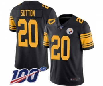 Men's Pittsburgh Steelers #20 Cameron Sutton Limited Black Rush Vapor Untouchable 100th Season Football Jersey