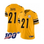 Men's Pittsburgh Steelers #21 Sean Davis Limited Gold Inverted Legend 100th Season Football Jersey