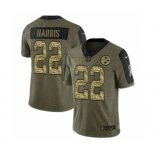 Men's Pittsburgh Steelers #22 Najee Harris 2021 Olive Camo Salute To Service Limited Stitched Football Jersey