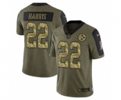 Men's Pittsburgh Steelers #22 Najee Harris 2021 Olive Camo Salute To Service Limited Stitched Football Jersey