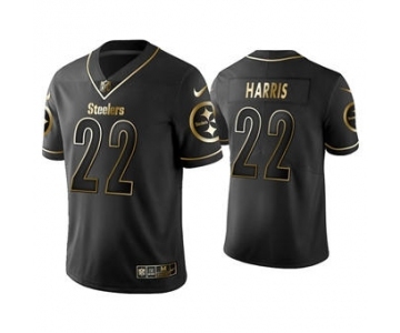 Men's Pittsburgh Steelers #22 Najee Harris Black Golden Edition Limited Stitched Football Jersey