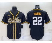 Men's Pittsburgh Steelers #22 Najee Harris Black With Patch Cool Base Stitched Baseball Jersey