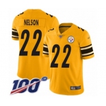 Men's Pittsburgh Steelers #22 Steven Nelson Limited Gold Inverted Legend 100th Season Football Jersey