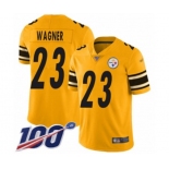 Men's Pittsburgh Steelers #23 Mike Wagner Limited Gold Inverted Legend 100th Season Football Jersey