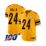 Men's Pittsburgh Steelers #24 Benny Snell Jr. Limited Gold Inverted Legend 100th Season Football Jersey