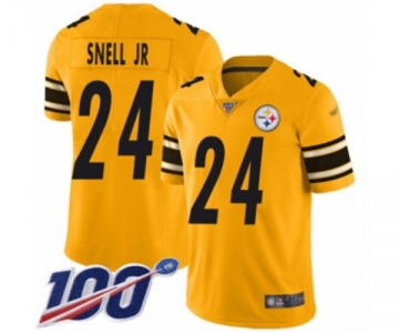 Men's Pittsburgh Steelers #24 Benny Snell Jr. Limited Gold Inverted Legend 100th Season Football Jersey