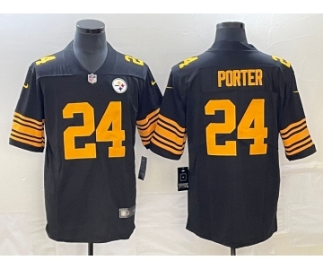 Men's Pittsburgh Steelers #24 Joey Porter Jr. Black 2023 Draft Color Rush Limited Stitched Jersey