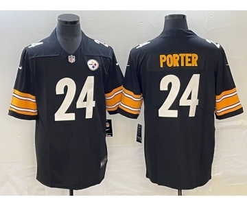 Men's Pittsburgh Steelers #24 Joey Porter Jr. Black 2023 Draft Vapor Untouchable Limited Stitched Jersey