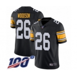 Men's Pittsburgh Steelers #26 Rod Woodson Black Alternate Vapor Untouchable Limited Player 100th Season Football Jersey