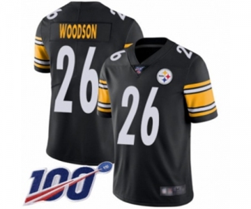 Men's Pittsburgh Steelers #26 Rod Woodson Black Team Color Vapor Untouchable Limited Player 100th Season Football Jersey