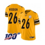 Men's Pittsburgh Steelers #26 Rod Woodson Limited Gold Inverted Legend 100th Season Football Jersey