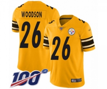 Men's Pittsburgh Steelers #26 Rod Woodson Limited Gold Inverted Legend 100th Season Football Jersey