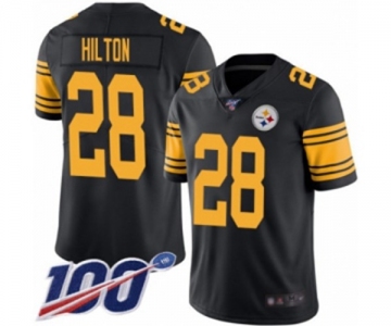 Men's Pittsburgh Steelers #28 Mike Hilton Limited Black Rush Vapor Untouchable 100th Season Football Jersey