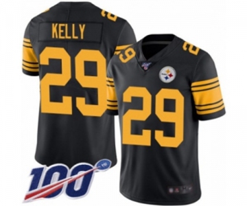 Men's Pittsburgh Steelers #29 Kam Kelly Limited Black Rush Vapor Untouchable 100th Season Football Jersey