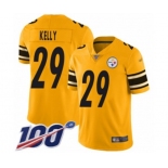 Men's Pittsburgh Steelers #29 Kam Kelly Limited Gold Inverted Legend 100th Season Football Jersey