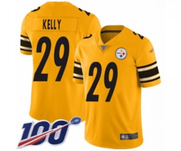 Men's Pittsburgh Steelers #29 Kam Kelly Limited Gold Inverted Legend 100th Season Football Jersey