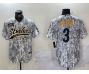 Men's Pittsburgh Steelers #3 Russell Wilson 2024 Arctic Camo Salute To Service Stitched Baseball Jerseys